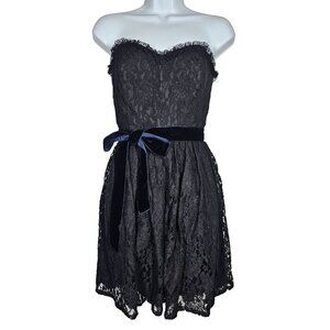 Y2k Juicy Couture Vintage Strapless Lace Black Dress Women's‎ 6/Small